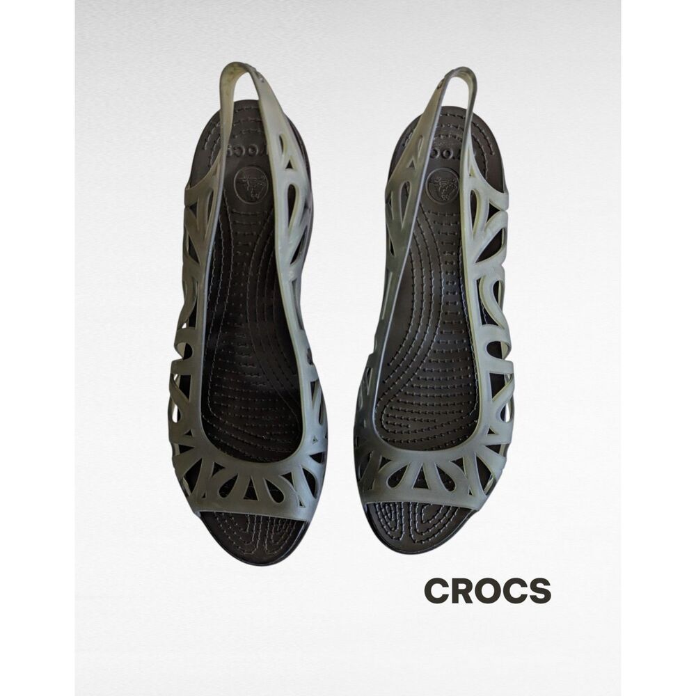 Crocs Adrina III slingback open toe mini wedge sandals Sz 11